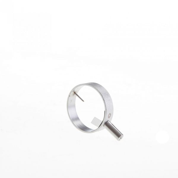 A circular metallic device with a protruding cylindrical component and a small pin on one side, isolated on a white background. Replacement Anode Ring PENNINGVAC PR 25, 26, 27, 28 / PTR 225, 237 by Leybold North America.