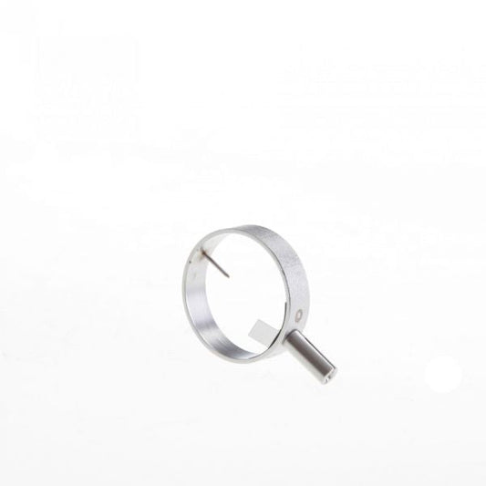 A circular metallic device with a protruding cylindrical component and a small pin on one side, isolated on a white background. Replacement Anode Ring PENNINGVAC PR 25, 26, 27, 28 / PTR 225, 237 by Leybold North America.