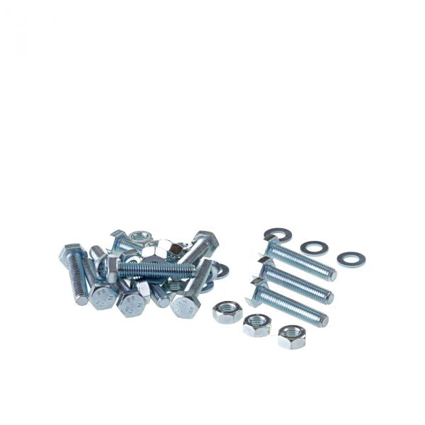 A collection of Leybold North America's industrial fasteners, featuring Bolts for Clamp Flange Fittings DN 160-250 ISO-K / ISO-F in silver metallic color, neatly arranged against a plain white background.