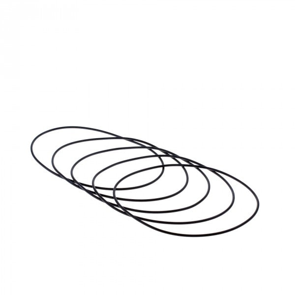 Five overlapping black circles, comparable in symmetry to Leybold North America's Spare O-ring for Centering Ring DN 250 ISO-F, are linearly arranged on a white background, reminiscent of the iconic Olympic rings and forming a flawless and alluring connection.