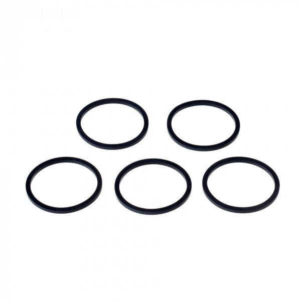 Five FPM Profiled Gaskets without Support Ring DN 40 CF from Leybold North America are displayed in a pattern against a plain white background.