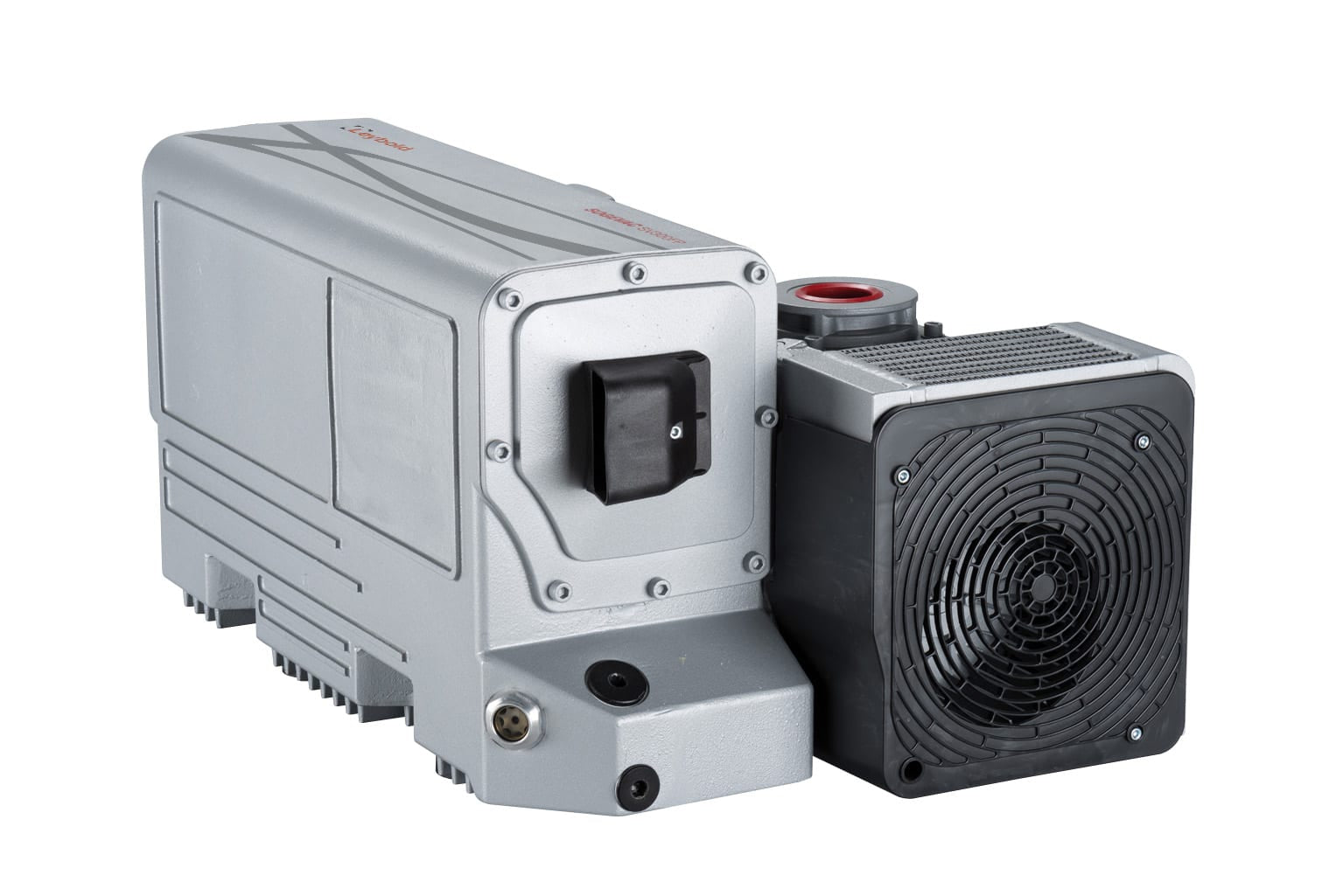 The Leybold North America SOGEVAC SV 300 FP, a high-performance industrial vacuum pump with a large cooling fan and black power switch, is shown on a white background. Suitable for 3-phase, 230/460 V, 60 Hz or 400 V, 50 Hz operation.