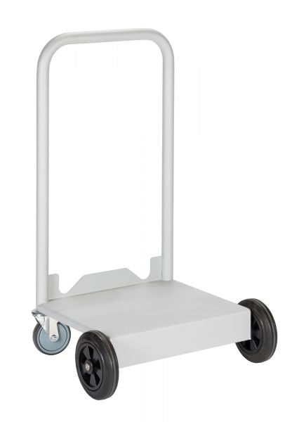 The Leybold North America Cart LC PHOENIX Magno (Cart Only) is a white, two-wheeled hand truck with a looped handle for easy maneuvering. It features optimal mobility with a flat platform and a rear caster wheel for support.