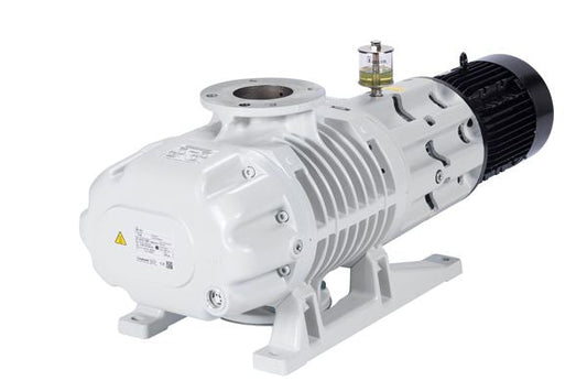 The Leybold North America RUVAC WA 1001 is a high-performance industrial vacuum pump with a cylindrical motor, sturdy base, and central oil reservoir—ideal for demanding environments. Runs on 3-ph, 230/400 V, 50/60 Hz.