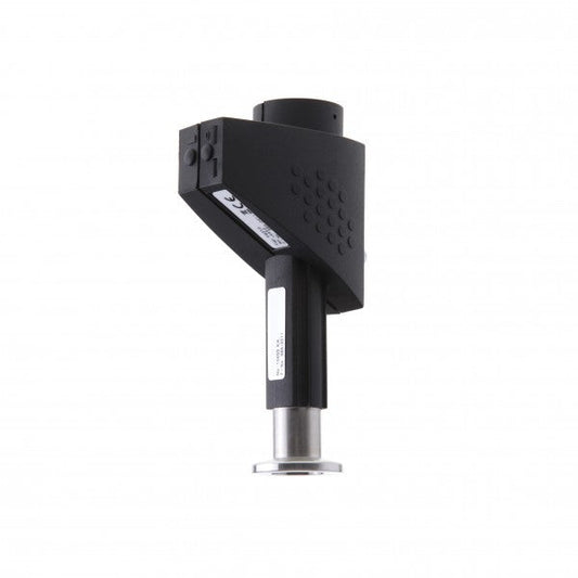 The Leybold North America THERMOVAC TR 212 DN 16 KF is a black electronic vacuum gauge with a rectangular body, circular top, buttons, and a cylindrical metallic base—perfect for precise industrial measurements on a white background.