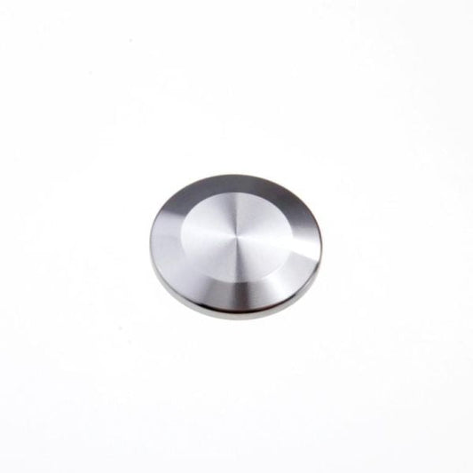 A stainless steel Blank Flange DN 50 ISO-KF from Leybold North America, featuring a metallic circular shape with a brushed silver finish and slightly convex surface, is set against a plain white background. It's vital for advanced sealing in ISO-KF vacuum systems.
