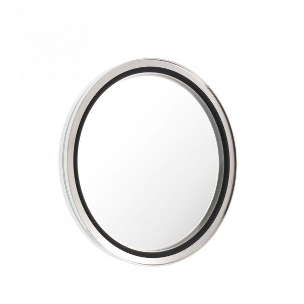 The Leybold North America Observation Window DN 160 ISO-K features a round wall mirror design with a thin silver frame and a black inner ring, set against a plain white background.