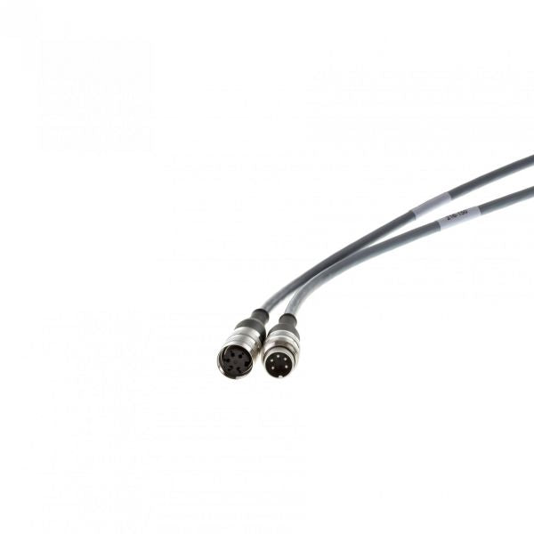 Two gray Leybold North America Connecting Cable C-MOVE 1250 to MOVE 1250 (3m) cables with round connectors and multiple metal pins ensure seamless connectivity. Each cable, labeled near the connectors, is positioned diagonally against a plain white background.