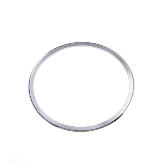 A Leybold North America Ultra Sealing Disk DN 100 ISO-K / ISO-F—a simple, thin, silver metallic ring used in vacuum systems and flange connections—is centered on a plain white background.