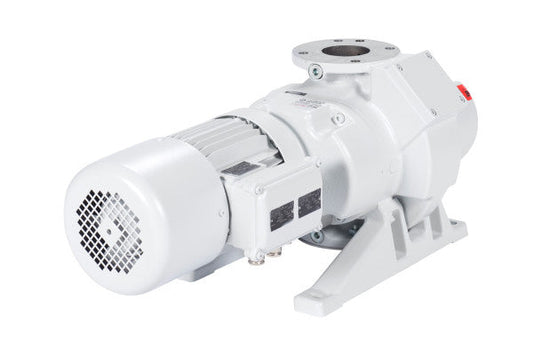 The Leybold North America RUVAC WSU 251, featuring a DN 64 PN6 connection flange, is a gray centrifugal pump with a cylindrical electric motor on a solid metal base—ideal for demanding industrial applications.